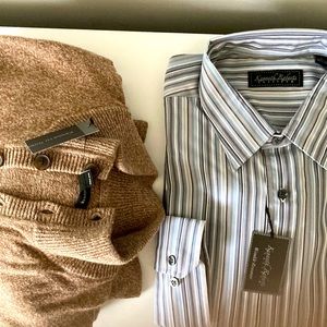 A men’s cotton dress shirt and a beautiful sweater made of wool/cotton/nylon